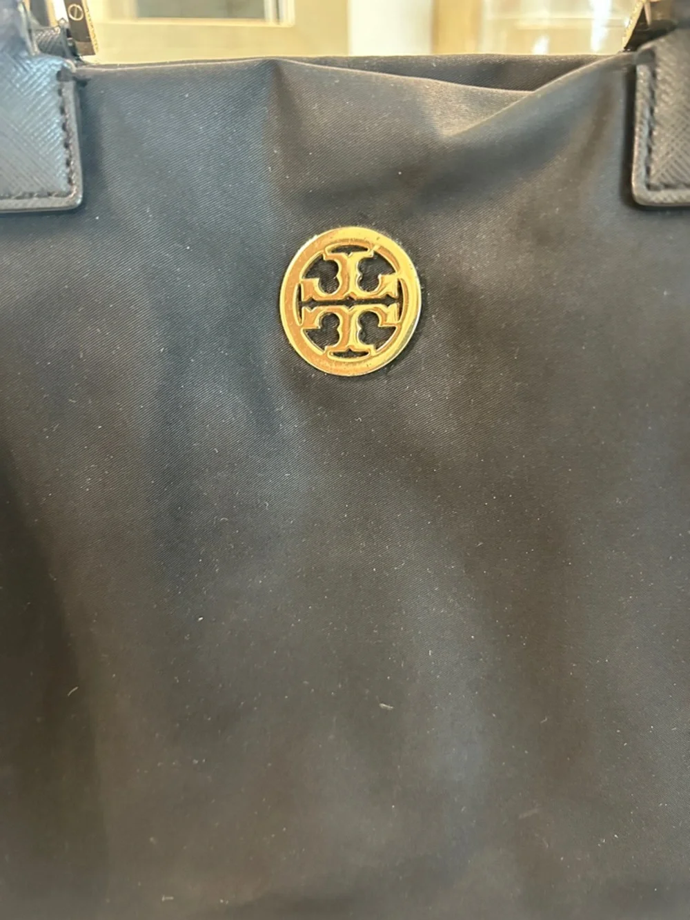 Tory Burch Black Tote with Gold Logo Accent
